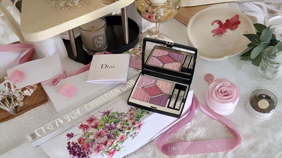 Dior eyeshadow palette styled on a vanity table at YOR