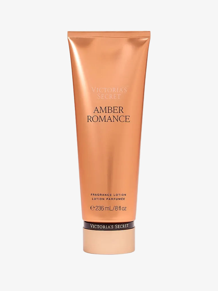Victoria's Secret Amber Romance lotion tube on a white background